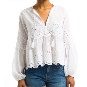 Ulla Johnson Eyelet cotton long sleeve blouse
